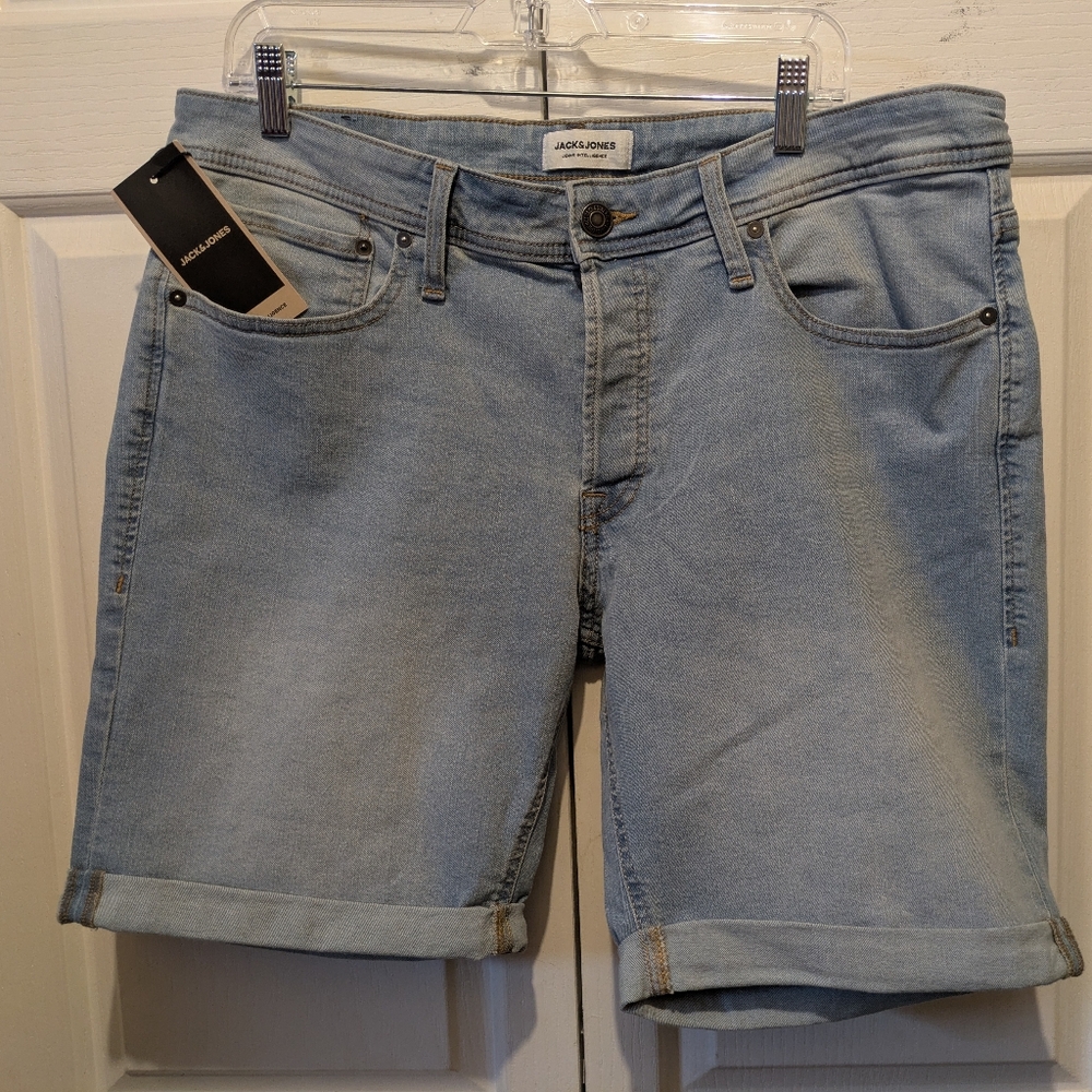 JACK & JONES Jwhric Jjoriginals Bermuda Blue Denim Shorts Size XL New With Tags!